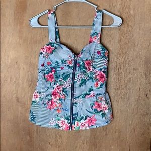 Liberty Love Floral ans Striped Zipper Tank
